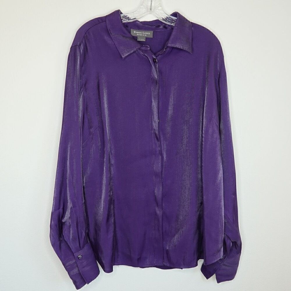 Working Classics Design & Co Button Down Shirt Iridescent Purple Size 24
